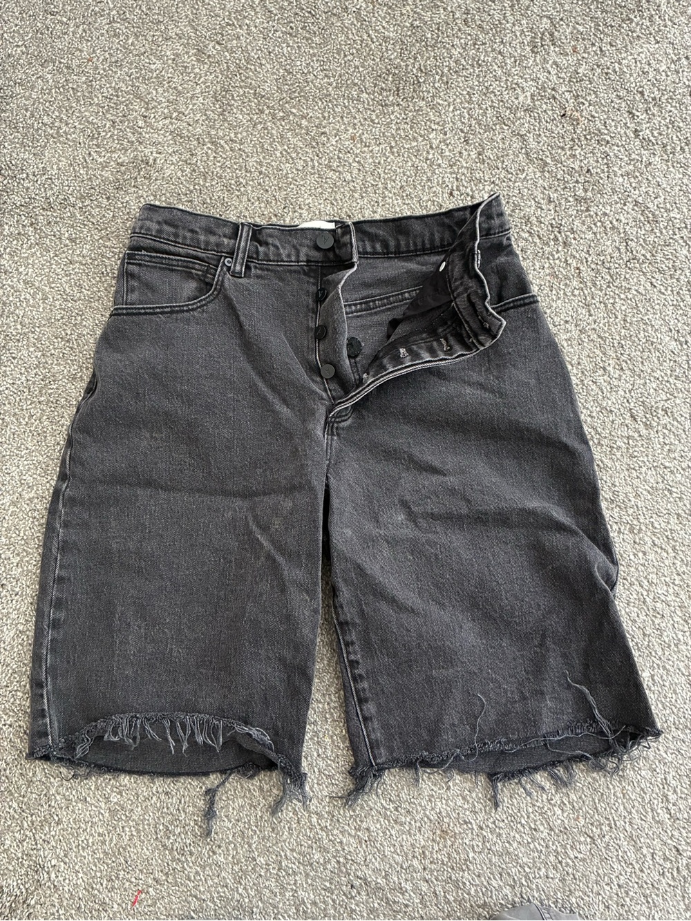 Abrand Black Frayed Hem Denim Bermuda Shorts